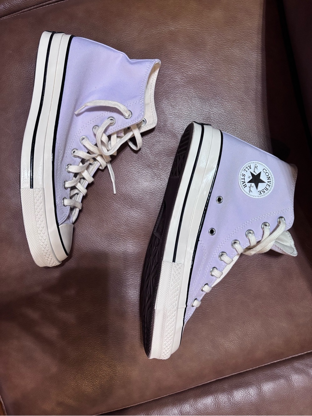 Converse High Top Sneakers in Light Purple with White Trim